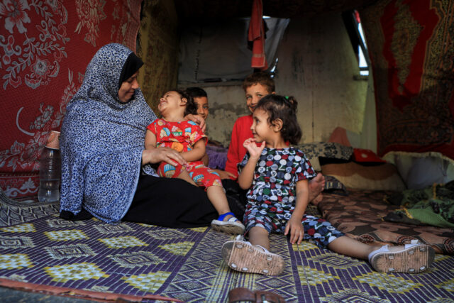 Displaced Palestinians shelter at Shifa hospital in Gaza City